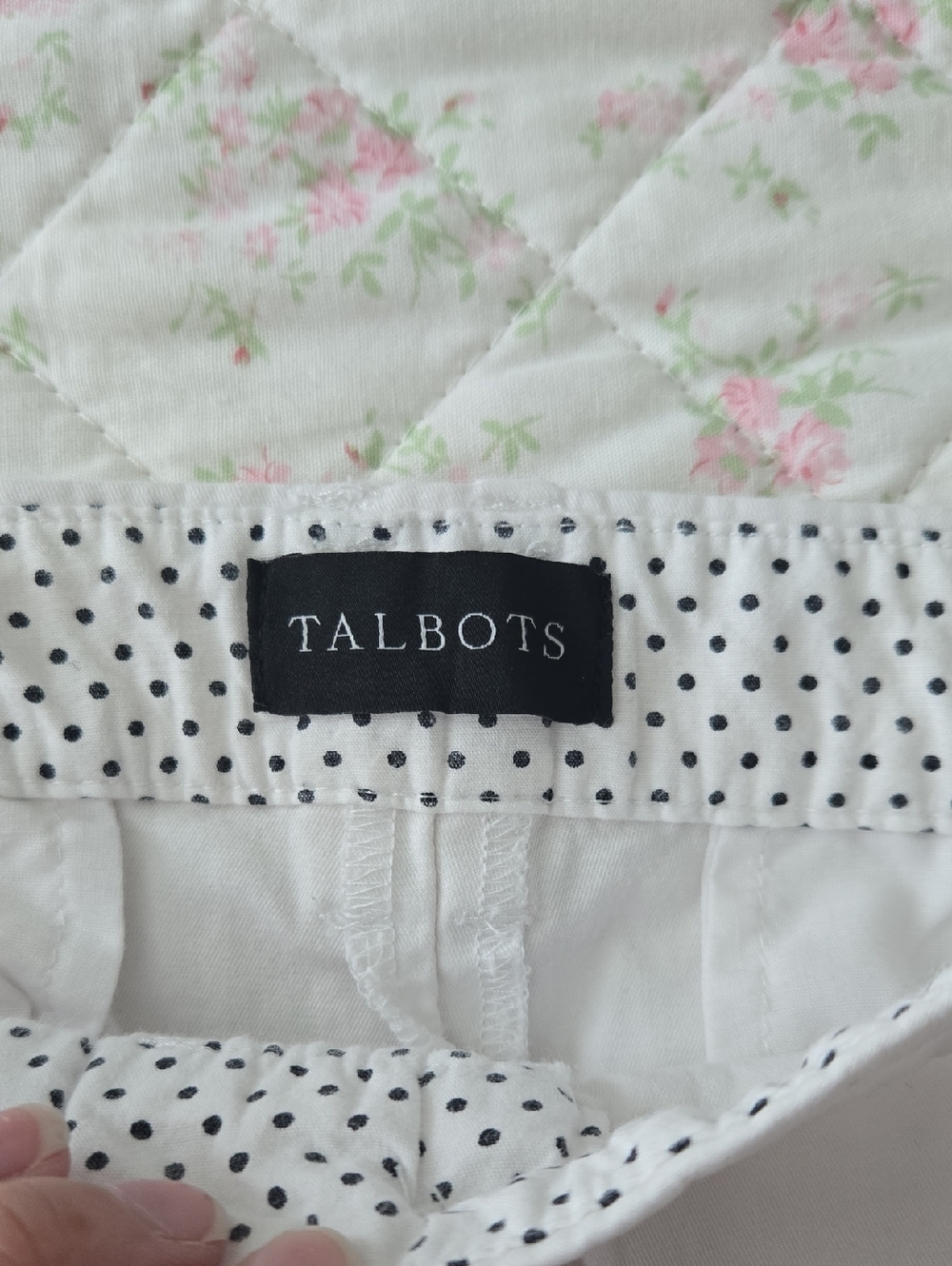 Talbots White Polka Dot Trim Pants - Picture 3 of 10